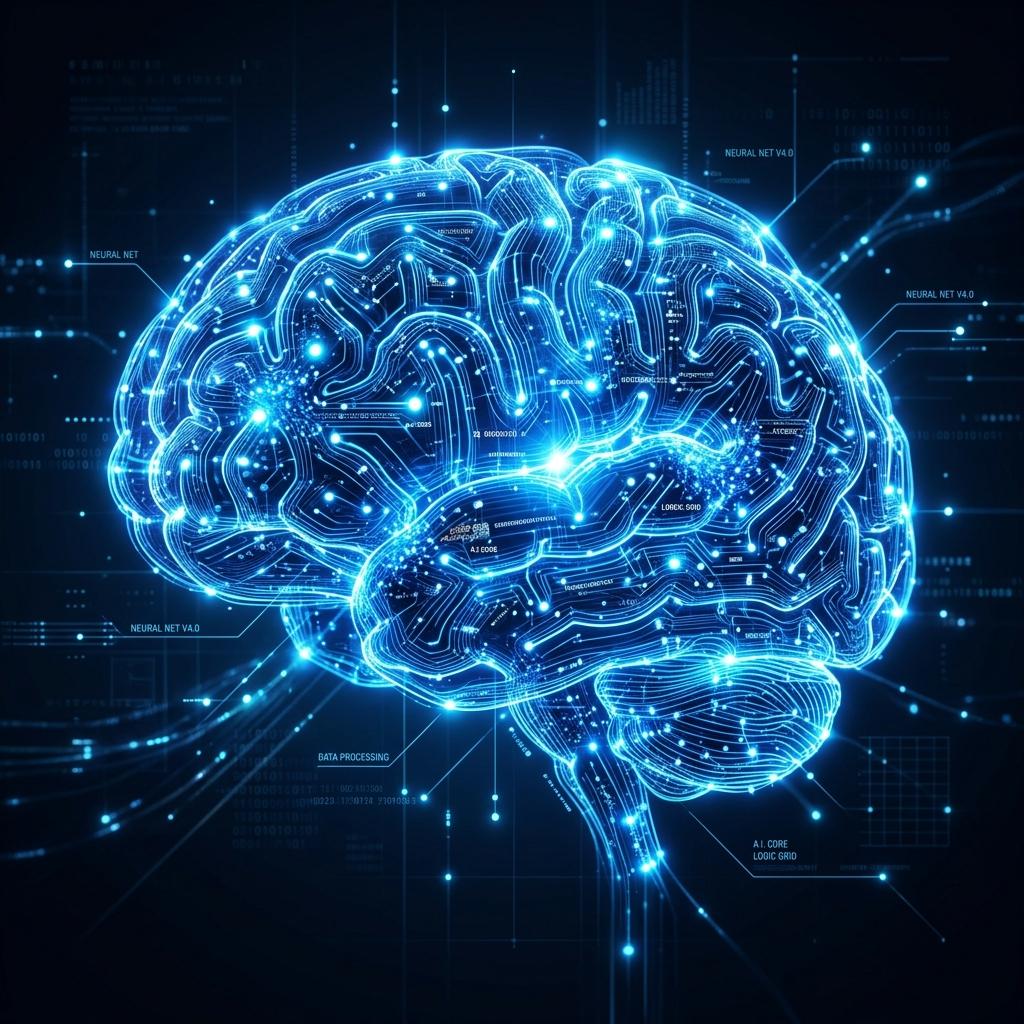 Premium 3D illustration of an artificial intelligence brain.