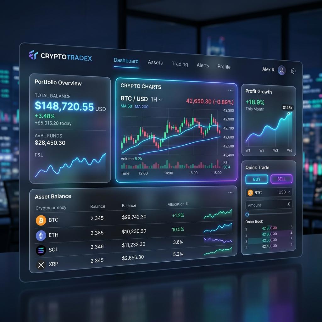 Modern trading dashboard UI preview.